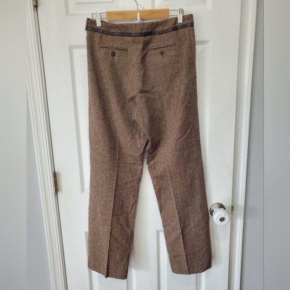 Pendleton Women’s Brown 100% Virgin Wool Pleated Pants 100% Leather Trim Size:10 - Picture 4 of 13